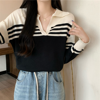 Rabina Sweater | Jersey de rayas de manga larga con cuello