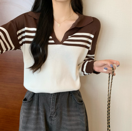 Rabina Sweater | Jersey de rayas de manga larga con cuello