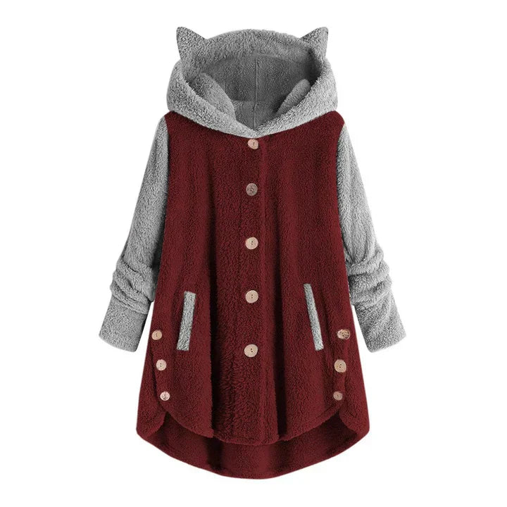 Nina | sudadera polar de mujer con orejas de gato y mangas en contraste