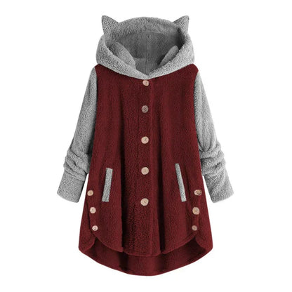 Nina | sudadera polar de mujer con orejas de gato y mangas en contraste