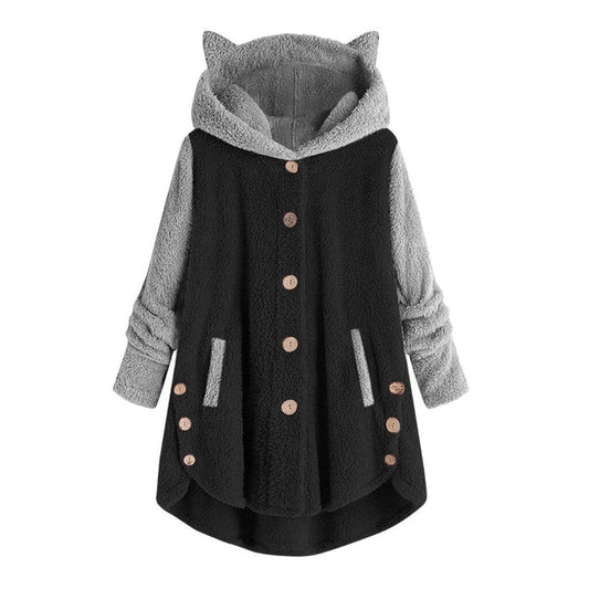 Nina | sudadera polar de mujer con orejas de gato y mangas en contraste