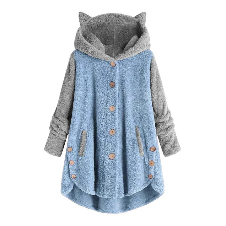 Nina | sudadera polar de mujer con orejas de gato y mangas en contraste