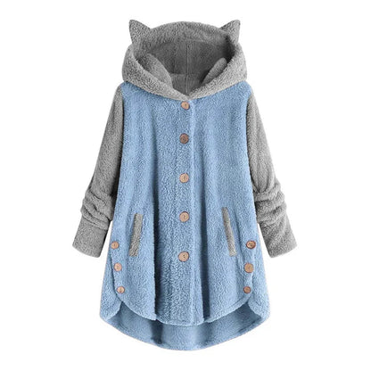 Nina | sudadera polar de mujer con orejas de gato y mangas en contraste