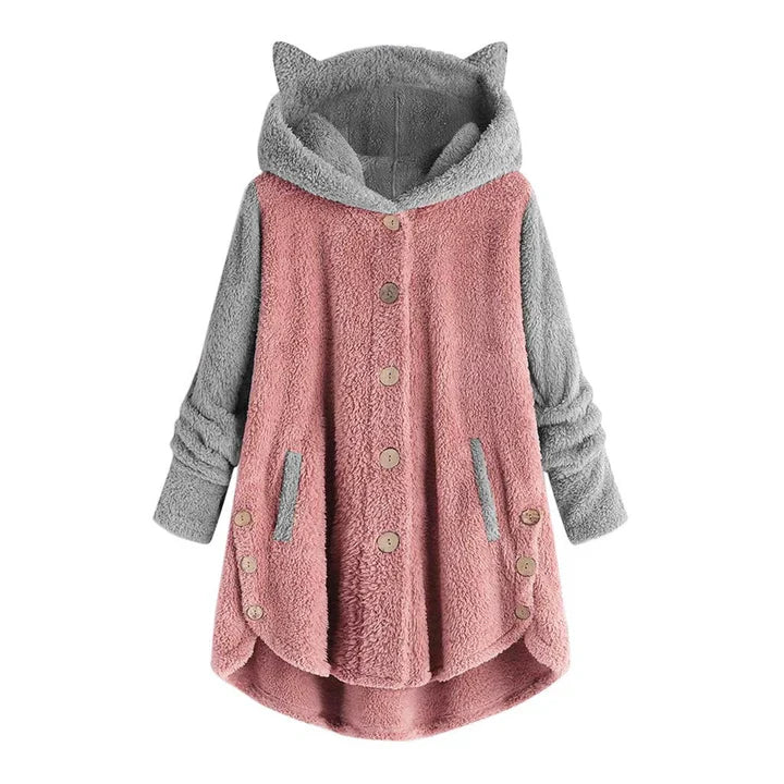 Nina | sudadera polar de mujer con orejas de gato y mangas en contraste