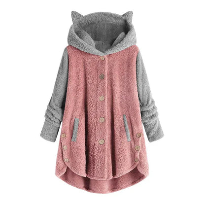 Nina | sudadera polar de mujer con orejas de gato y mangas en contraste