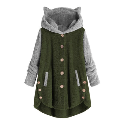 Nina | sudadera polar de mujer con orejas de gato y mangas en contraste