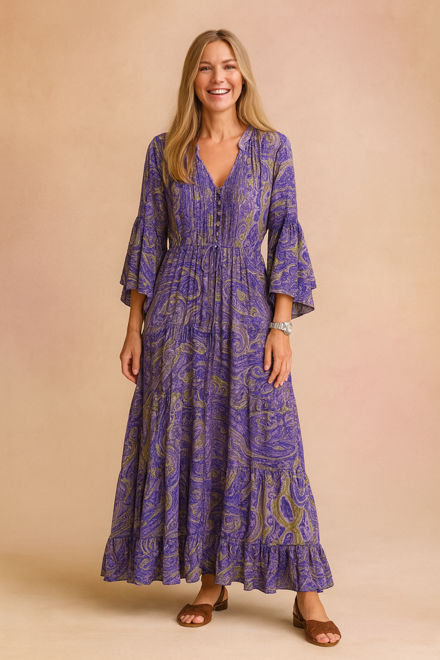 Damska Sukienka Maxi Paisley