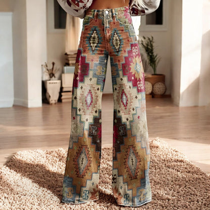 Luna | Pantalones anchos con estampado floral | Boho Chic | Tejido suave