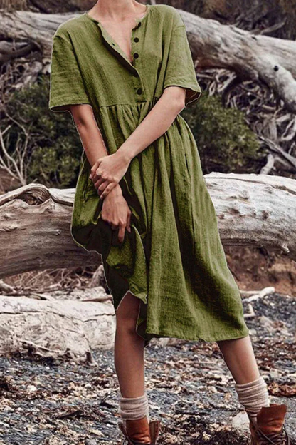 Vestidos patchwork casuales con cuello en O y línea A