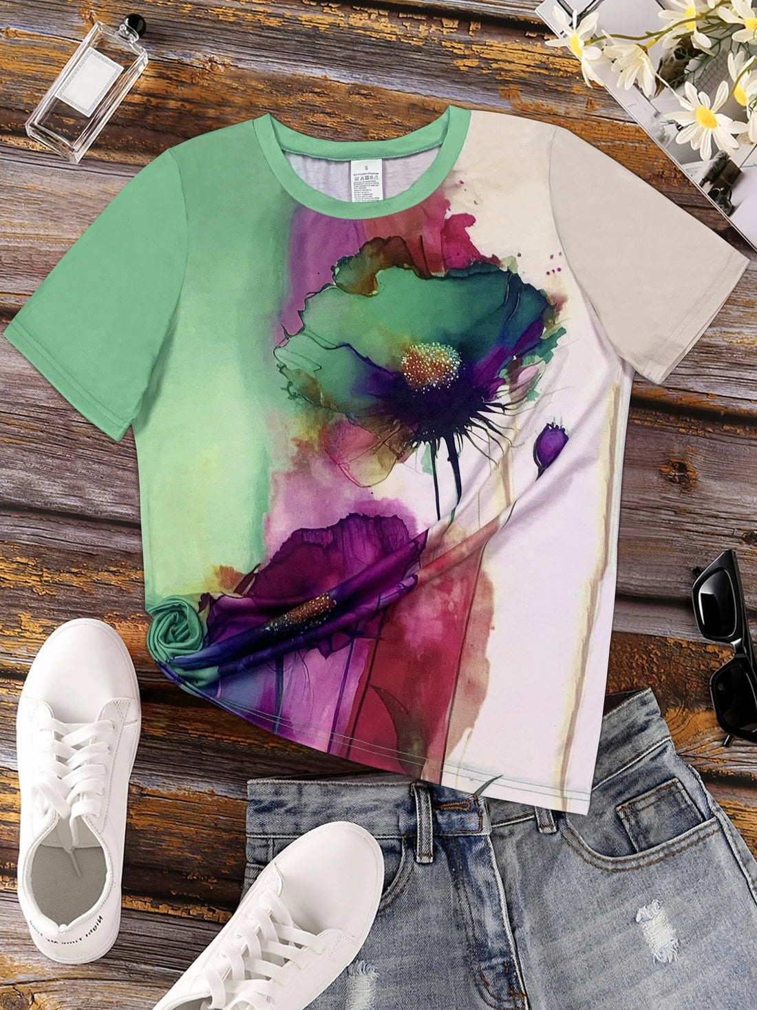 Fabienne - Camiseta de manga corta con estampado floral