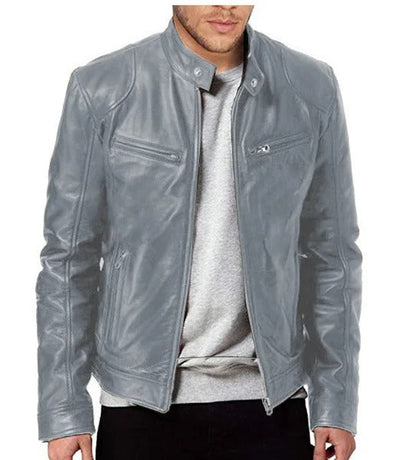 Chaqueta casual de cuero vegano sin capucha para hombre | Adecuada para cualquier ocasión