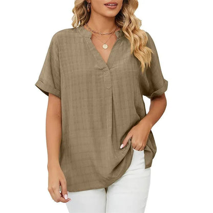 Elegante blusa con cuello en V para mujer