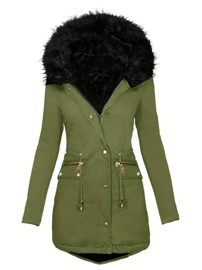 Ruby | parka con capucha de piel sintética y cordón de ajuste