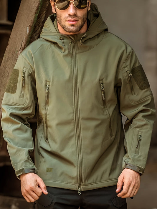 Chaqueta de forro polar con capucha y bolsillos con cremallera para hombre | Perfecta para actividades al aire libre