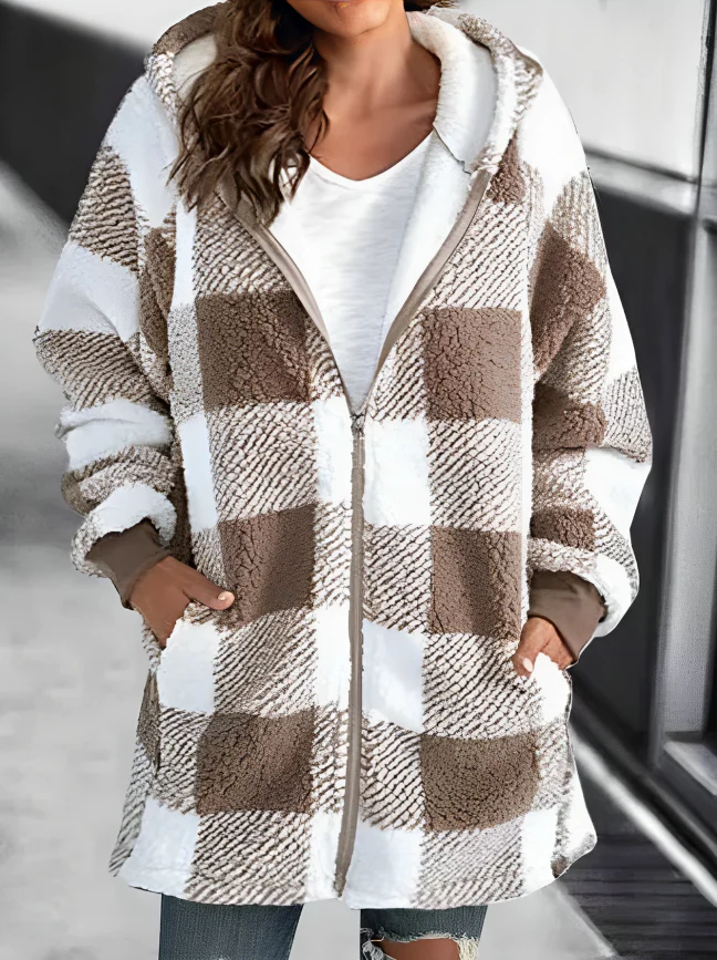 Elisa | Chaqueta Oversized Hoodie Check Loose