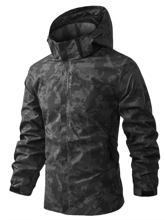 Chaqueta cortavientos con capucha de camuflaje cálida para primavera para hombre | Perfecta para actividades al aire libre en primavera