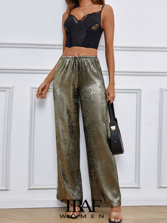 Traf Pantalones metalizados para mujer