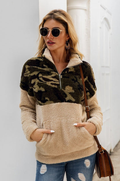 Jersey de terciopelo con cremallera para mujer