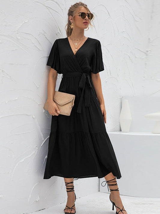 vestido largo con cuello en V