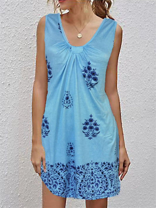Vestido sexy estampado cuello pico verano
