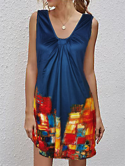 Vestido sexy estampado cuello pico verano