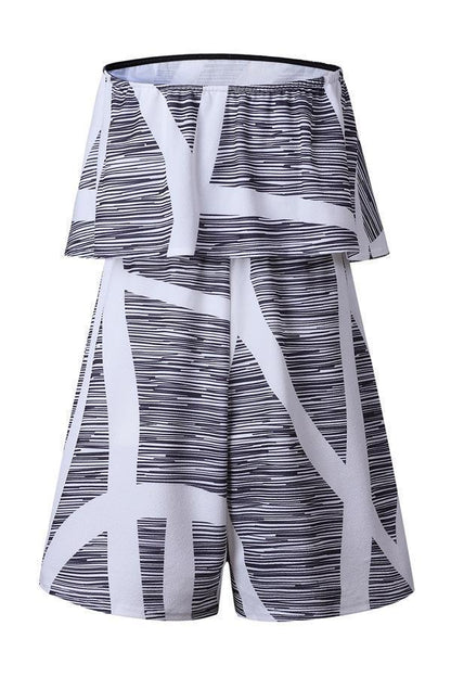 Casual-marbled off-shoulder jumpsuit