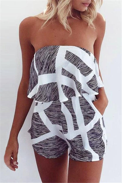 Casual-marbled off-shoulder jumpsuit