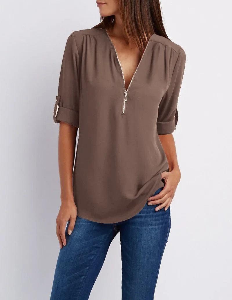 1+1 GRATIS | Blusa casual con cremallera | Blusa Frieda