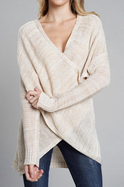 Jersey casual con cuello en V para mujer