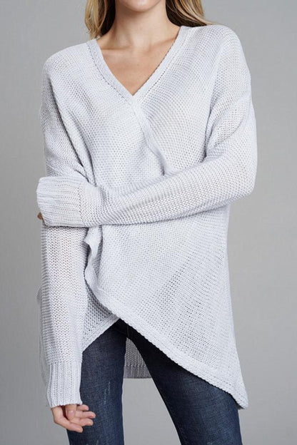 Jersey casual con cuello en V para mujer