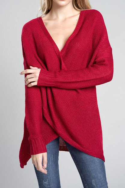 Jersey casual con cuello en V para mujer