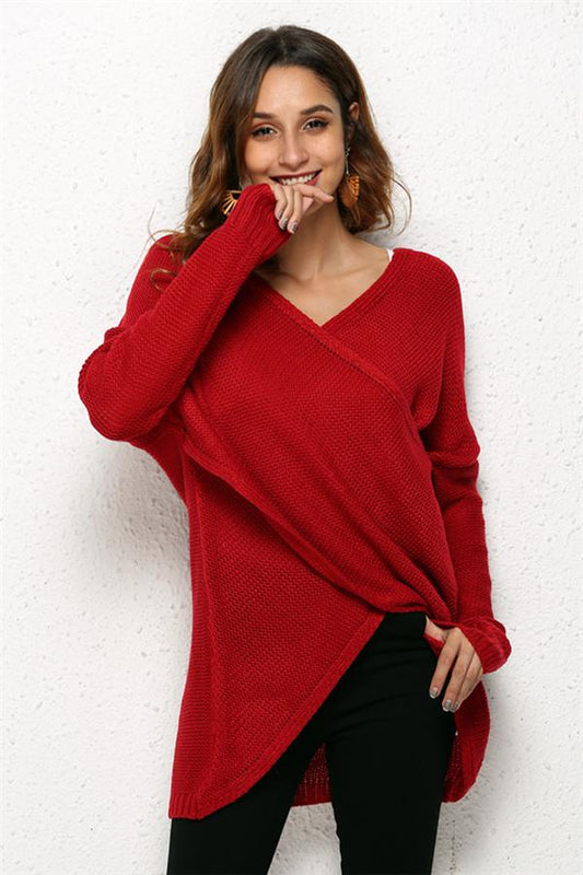 Jersey informal con cuello en V y entrepierna para mujer