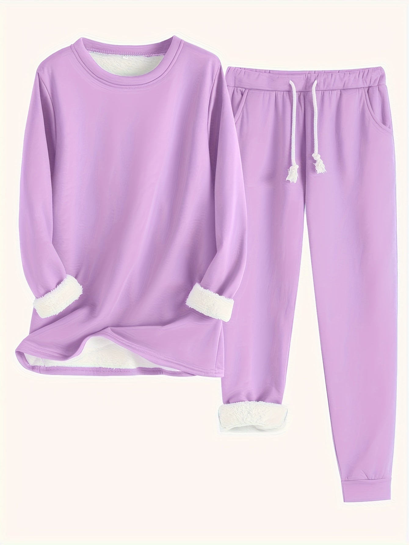 Ella | Conjunto de jersey térmico y pantalón de chándal de color sólido