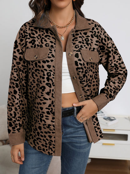 Chaqueta chic de mujer con estampado de leopardo