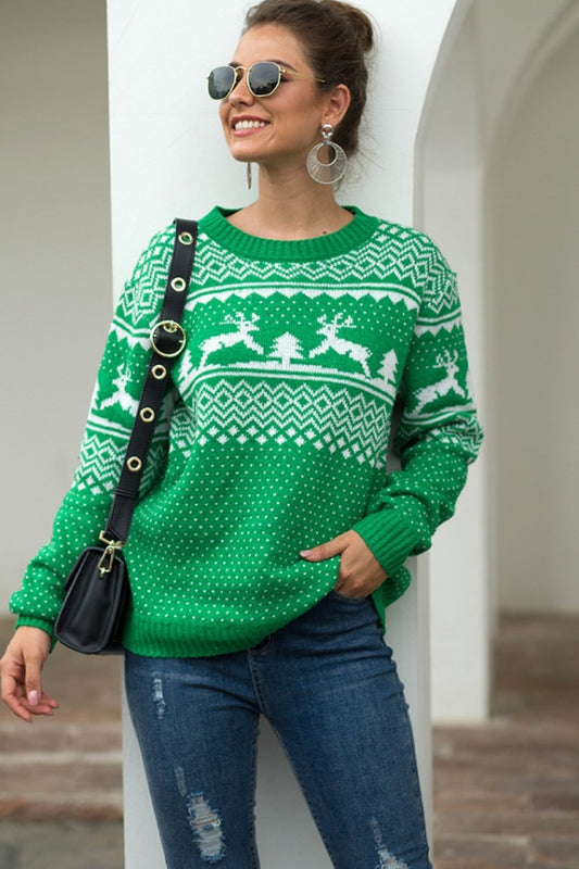 Jersey navideño de copos de nieve para señora
