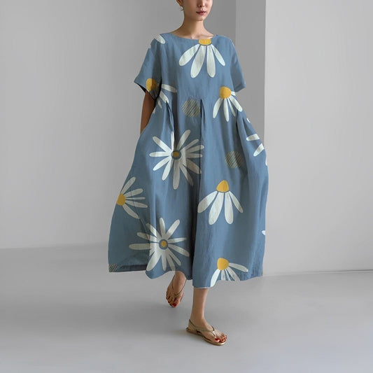 Vestido bohemio con estampado de flores azules