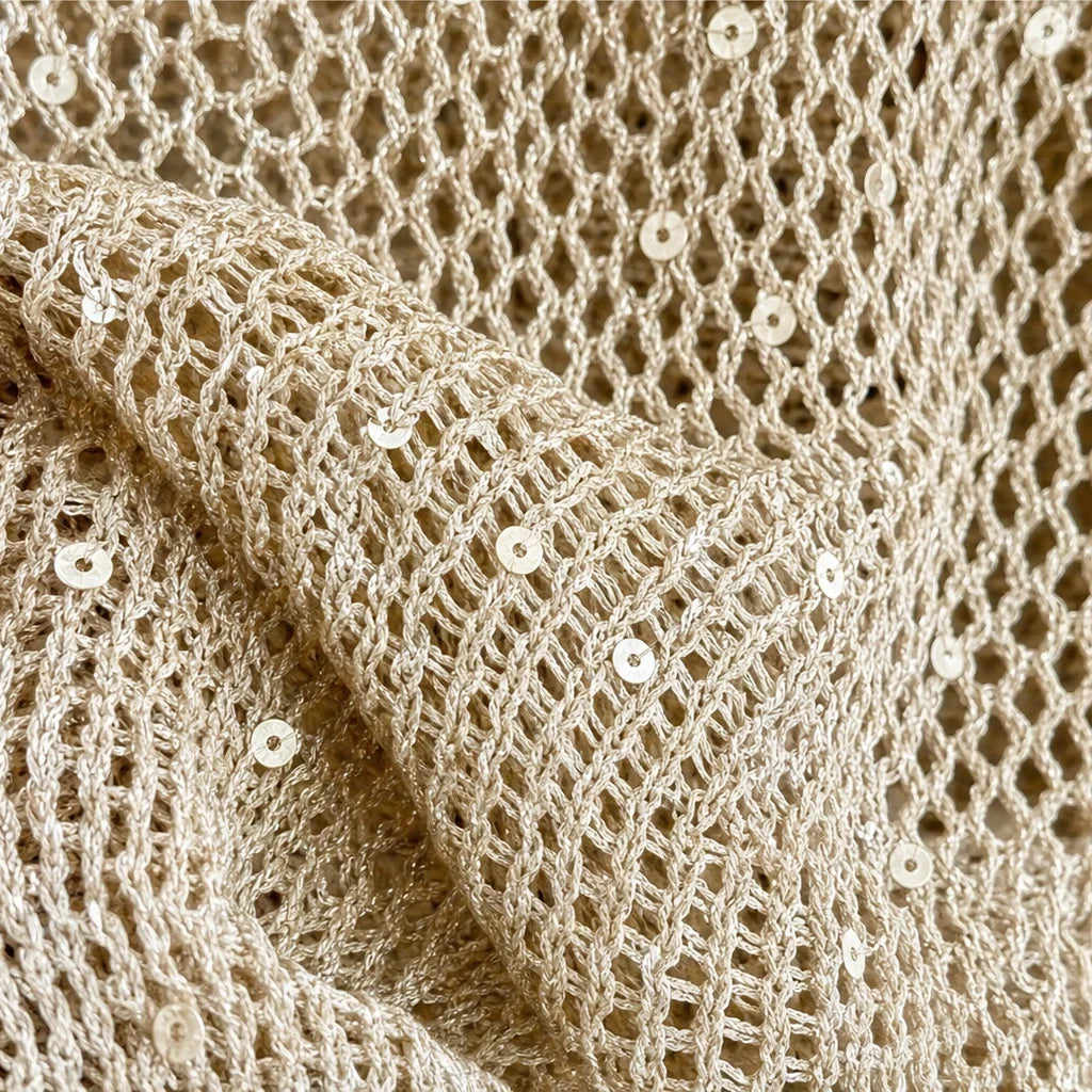 Sweter Damski Cekinowy Szerokie Rozkloszowane Rękawy