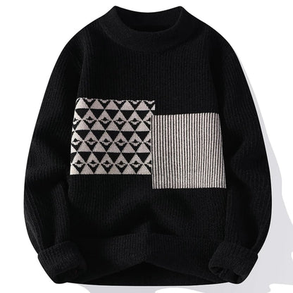 Moderno y elegante jersey de punto geométrico para hombre