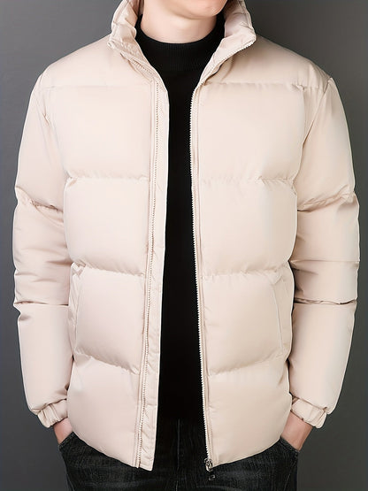 Chaqueta de invierno cortavientos acolchada con cuello alto para hombre | Perfecta para otoño/invierno