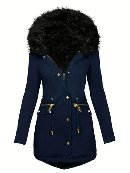 Ruby | parka con capucha de piel sintética y cordón de ajuste