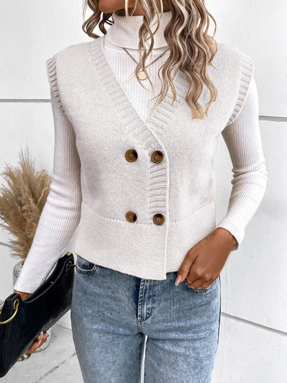Mila | Chaqueta de punto con cuello de pico y botones para mujer