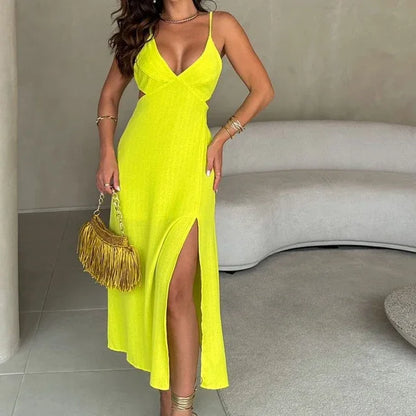 Vestido largo de verano con escote en V
