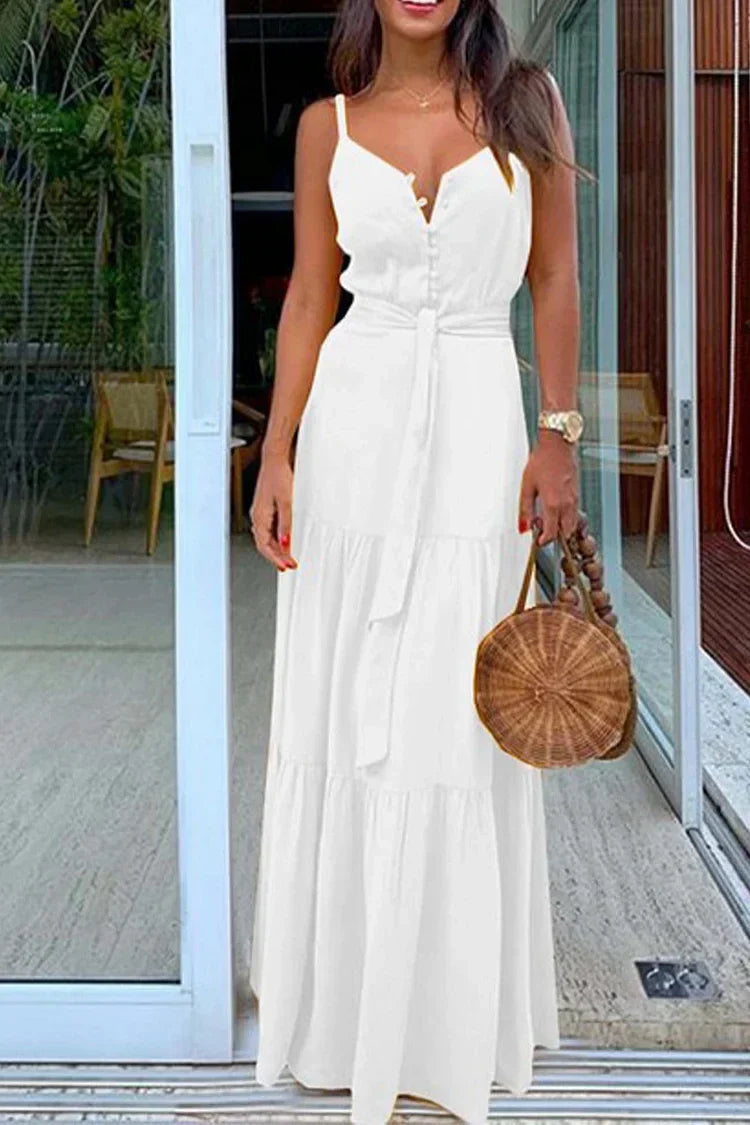 vestido camisero con botones y lazo