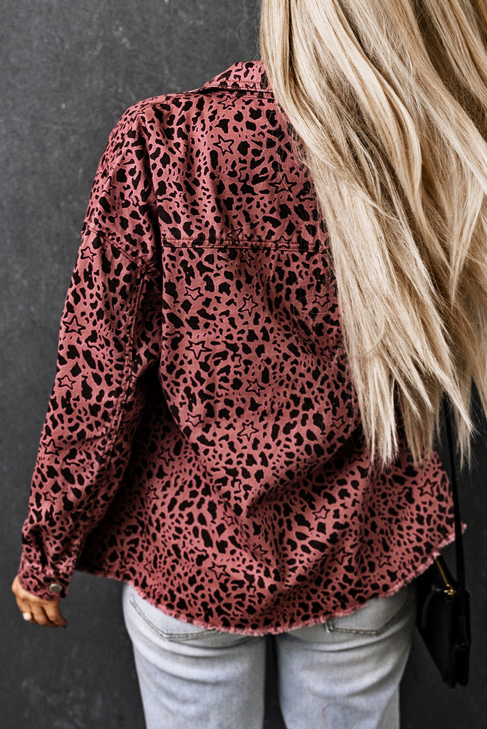 Maeve | Chaqueta camisera vaquera rosa con estampado de leopardo Chic