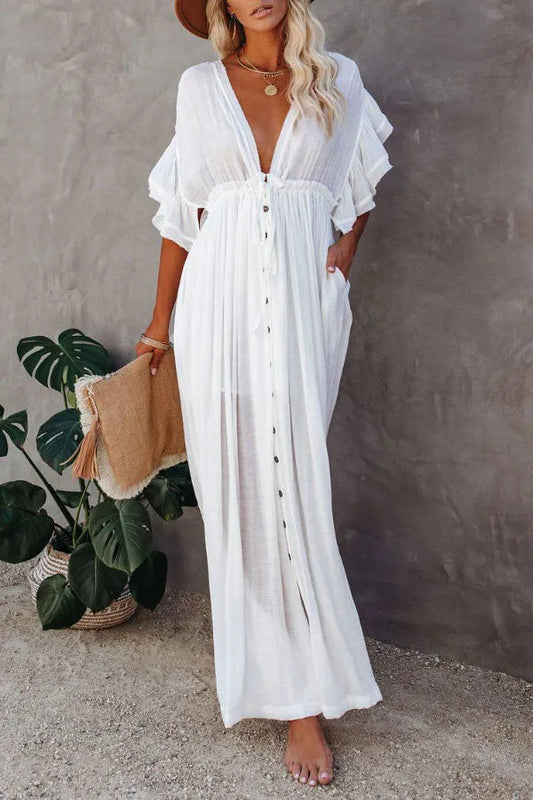 Vestido Fairy Air con cuello en V y mangas con volantes