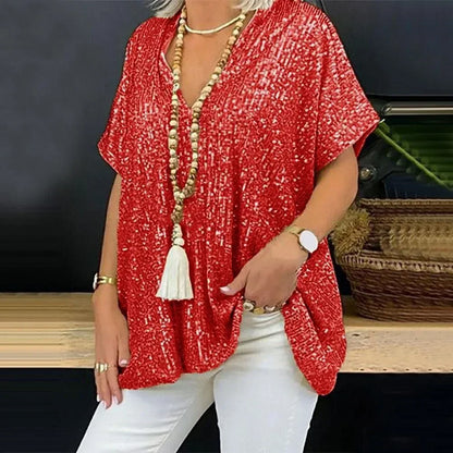Wendy Bloes | Blusa de lentejuelas con cuello en V