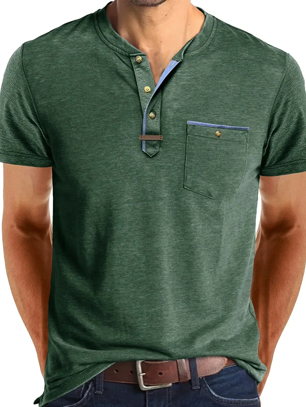 Męska Koszulka Henley Guzikami