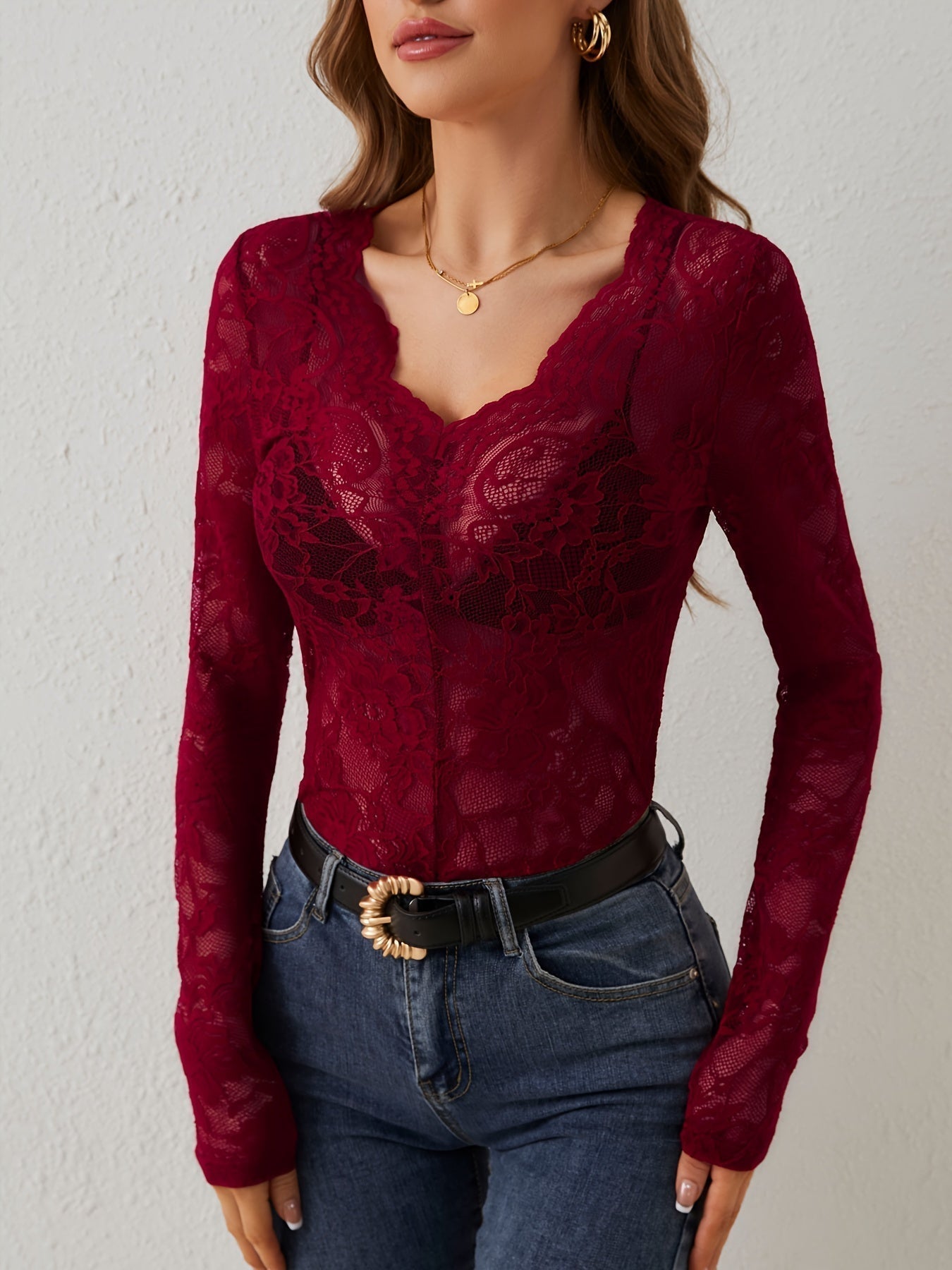 Camisa de encaje para señora