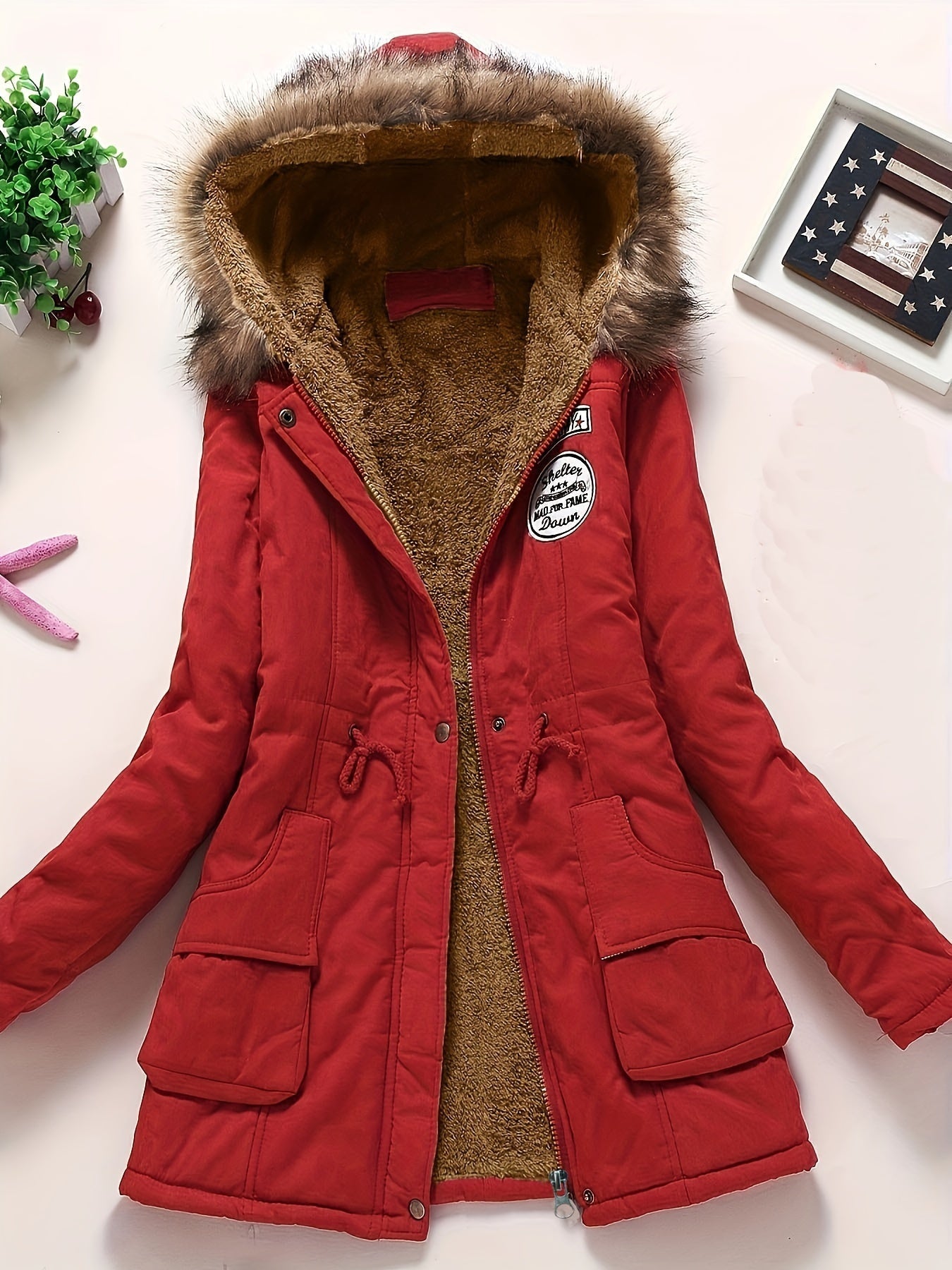 Cálida chaqueta de invierno con forro polar y capucha para mujer | Ideal para otoño/invierno