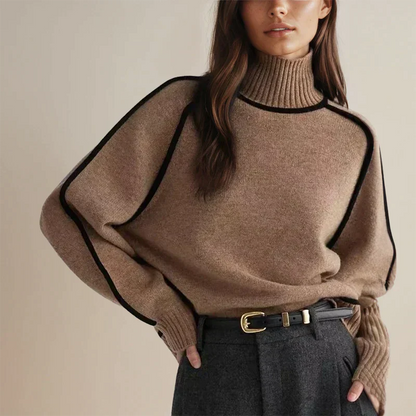 Vendela | Lujoso jersey con cuello voluminoso y puños anchos